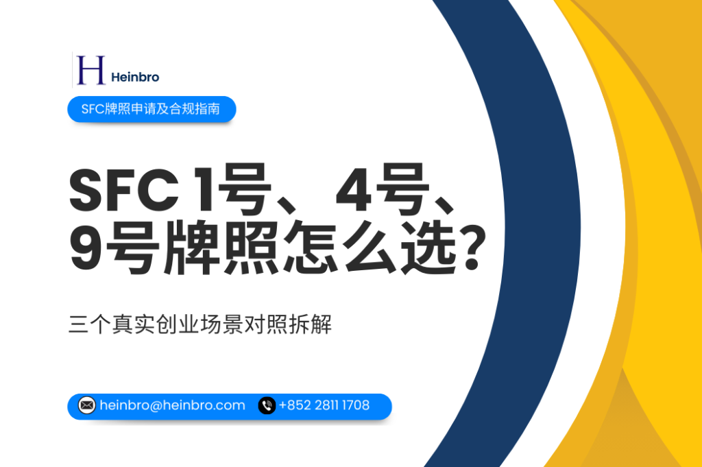 香港SFC牌照申请：1号、4号、9号牌照怎么选