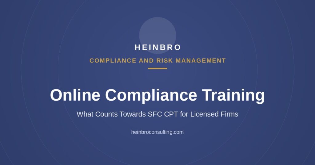 Compliance manager reviewing staff online compliance training records for SFC CPT